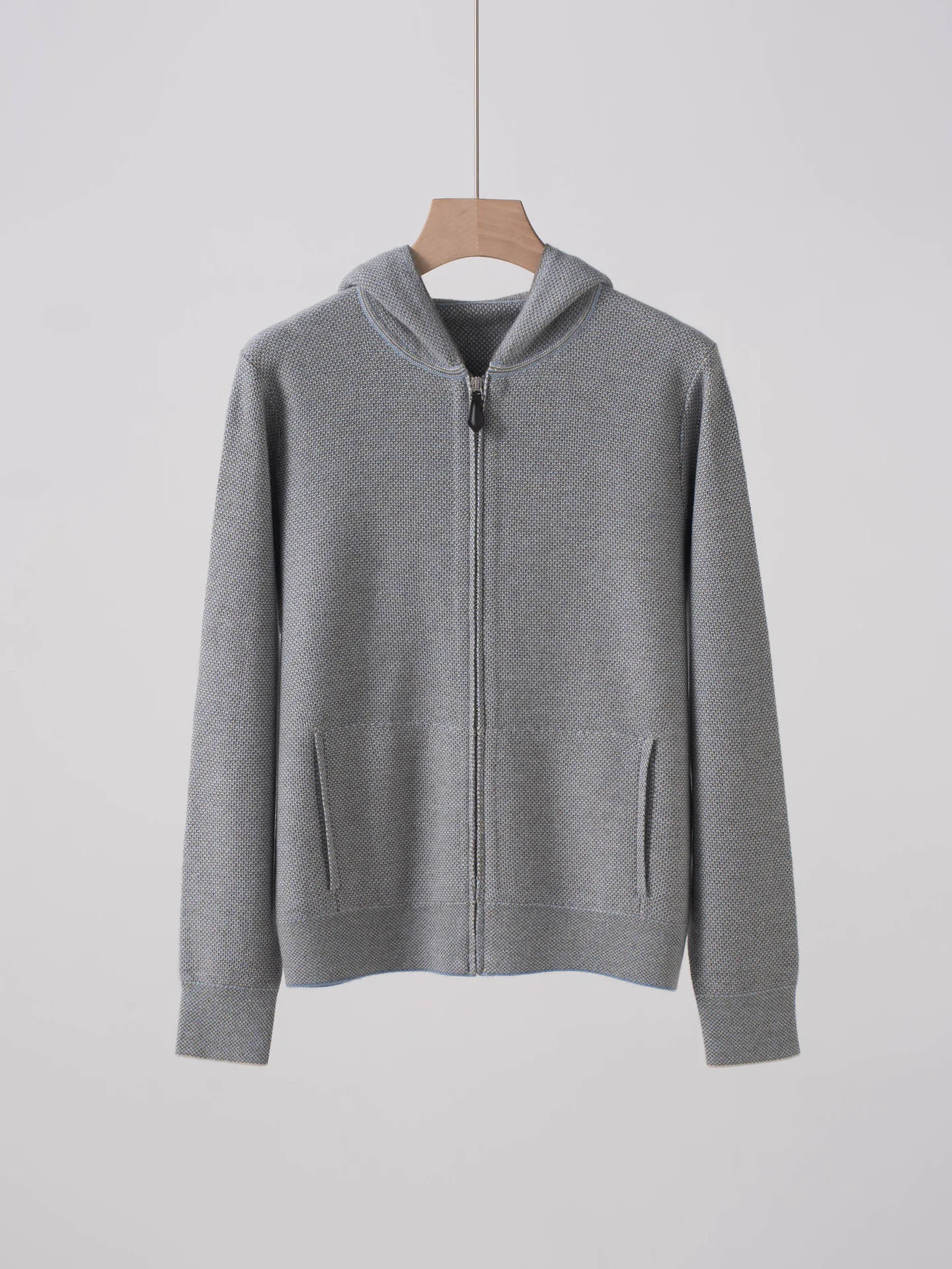 2026 Autumn/Winter New Cashmere And Wool Suit With Zippered Hooded Knit Cardigan - Soft, Comfortable, And Versatile Women'S Top