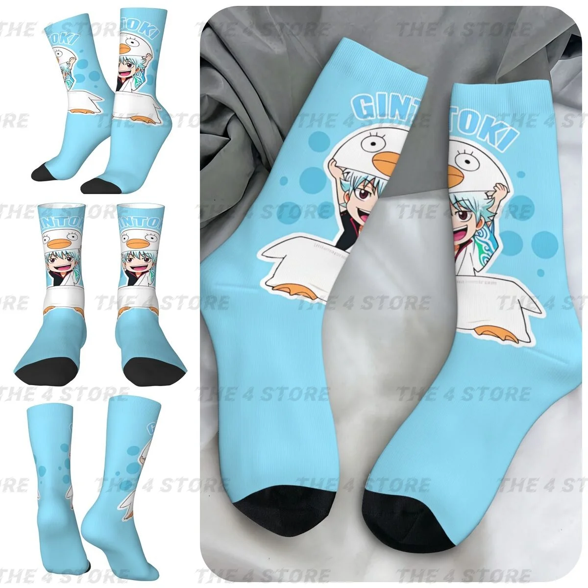 

Silvery Hair Gintoki Sakata High elasticity polyester fiber cosy Unisex Outdoor Happy 3D color printing Socks