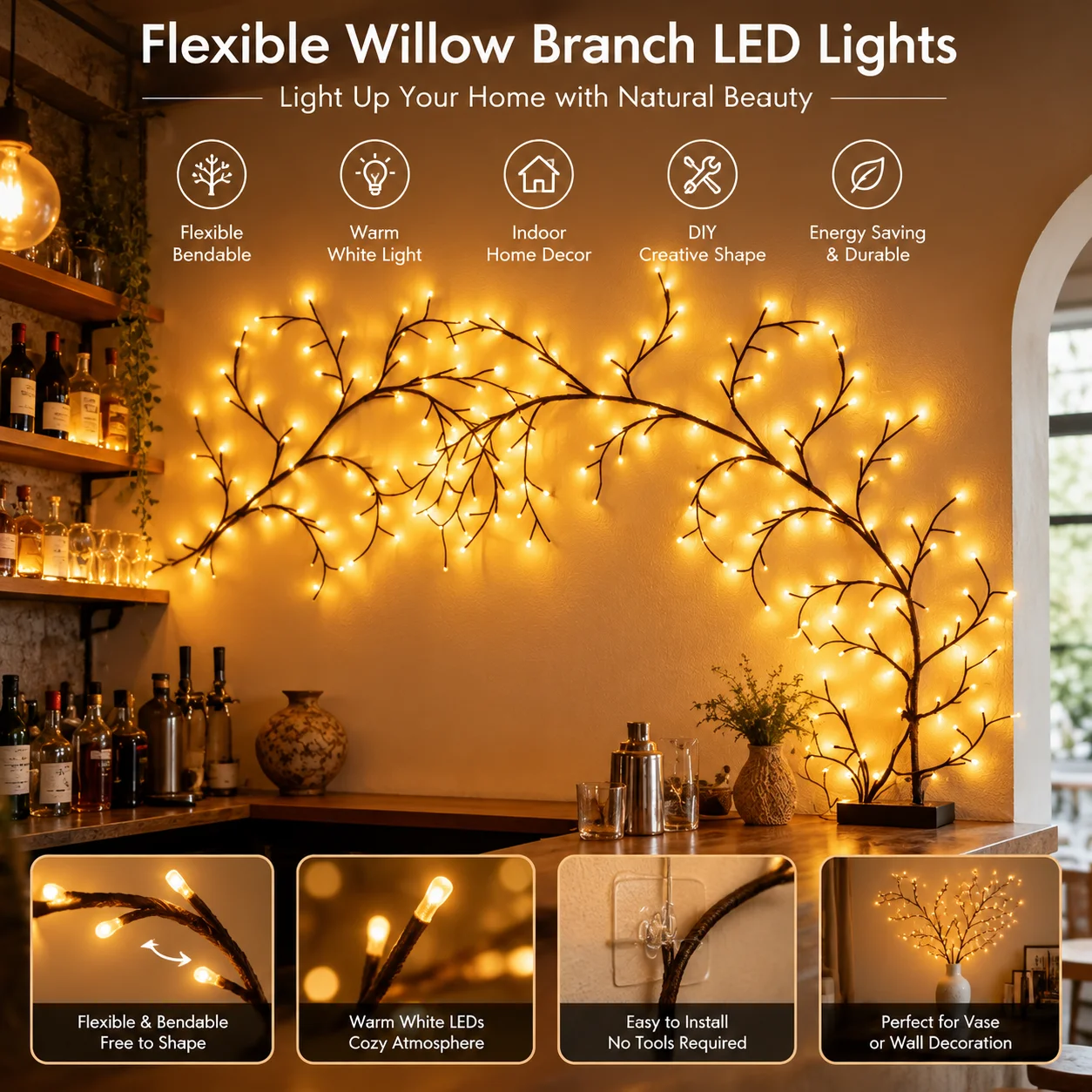 Luces LED Flexibles en Forma d - Wall Decor Lighting Tree reseña y precio