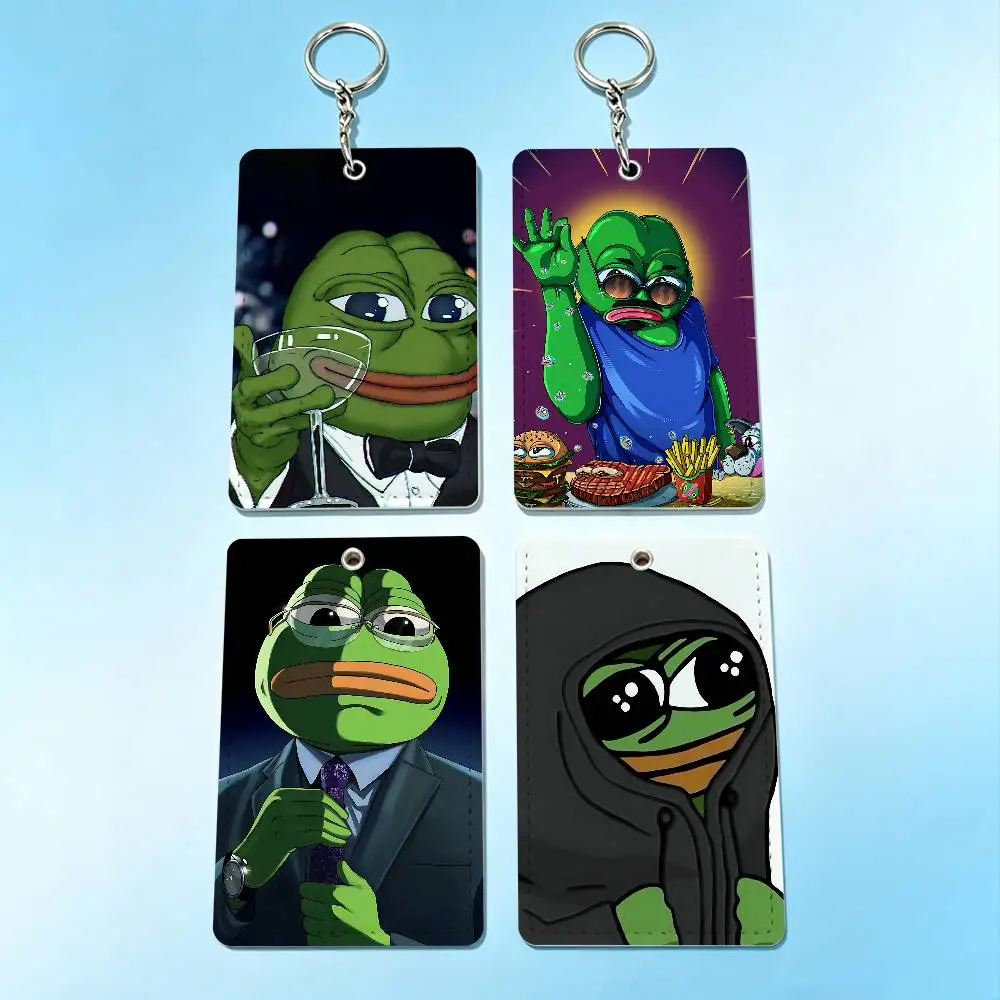 

Meme Funny Frog P-Pepe Card Holder Keychain Badge Holder Card Pass Hang Rope Lariat Lanyard for Key Rings Accessories Gift