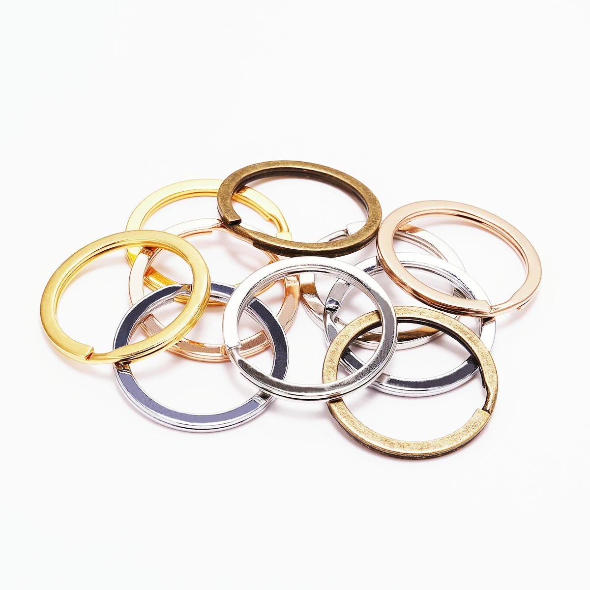 10Pcs/Lot 25 28 30mm Gold Round Key Ring Llaveros Clasp Findings Key Chain Split Ring Plated Key Ring For Jewelry Making