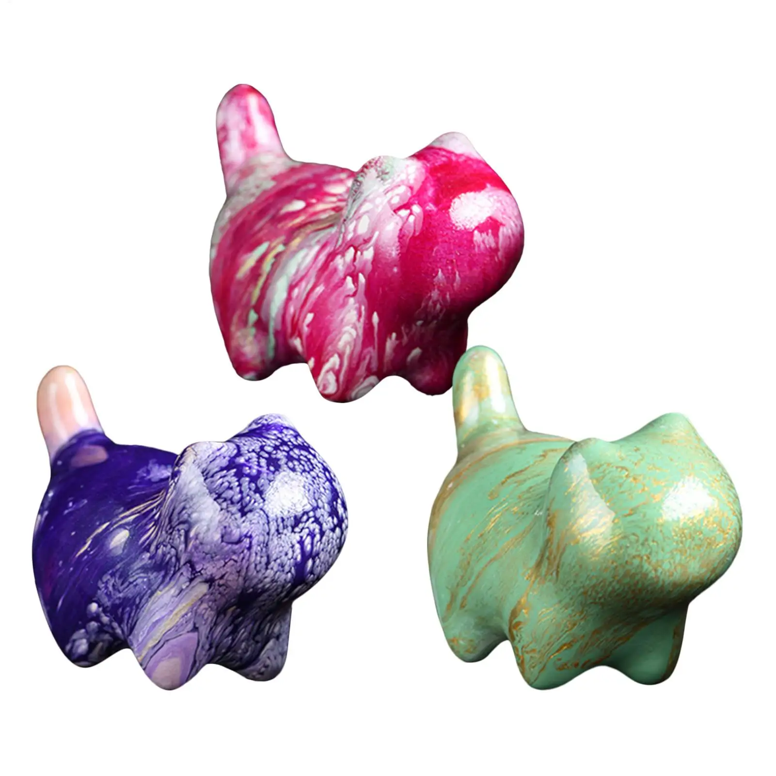 Cat Figurines Wooden Cat Statue Carved Cute Small Art Crafts Floating Paint for Bookcase Shelf Display Collector Bedside Dining