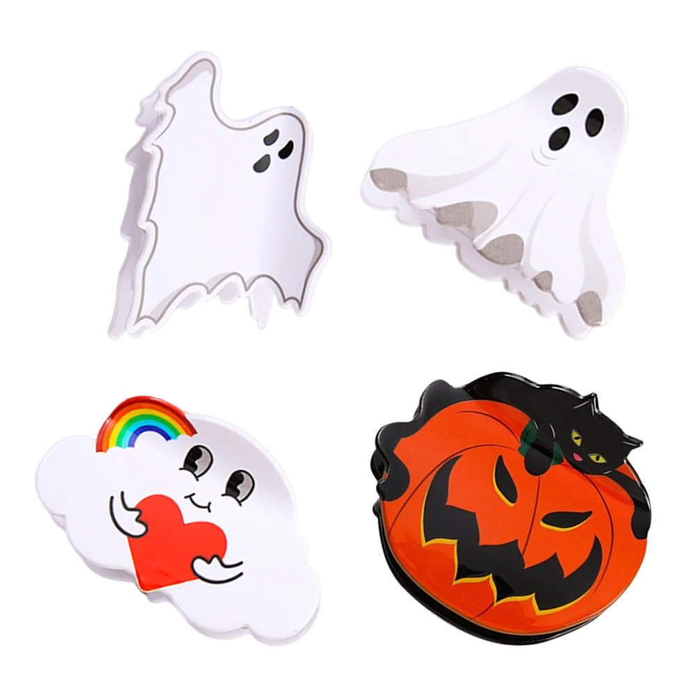 

4 шт., зажимы для волос с тыквой и призраком на Хэллоуин, прочный зажим для волос для женщин, зажим для повседневного использования на вечеринке, аксессуар для женщин