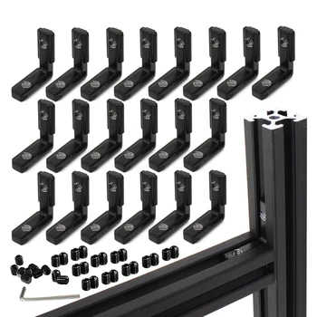 10 סטים 2020 מחברים פנימיים מסוג l-סוג 2020 עם בורג עבור אביזרי פרופיל שחול אלומיניום חריץ 6 מ 