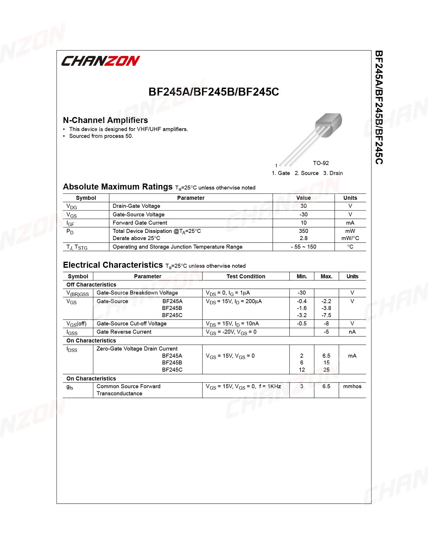 10Pcs BF245A TO-92 N-Channel JFET RF Transistor Bipolar Junction BJT Field Effect Triode Tube Fets BF245 10mA Integrated Circuit