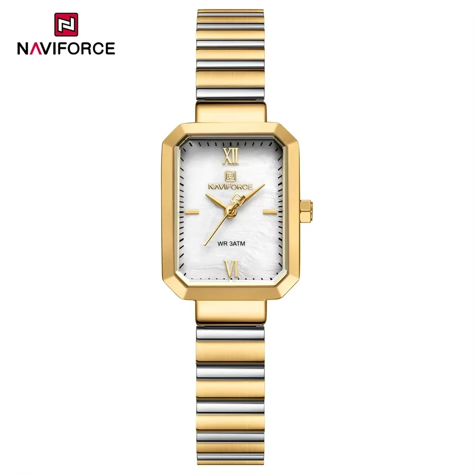 NAVIFORCE موضة البرية ساعة نسائية كوارتز سوار فولاذي غير قابل للصدأ ساعات المعصم السيدات أنيقة مقاوم للماء ساعة مربعة Reloj Mujer