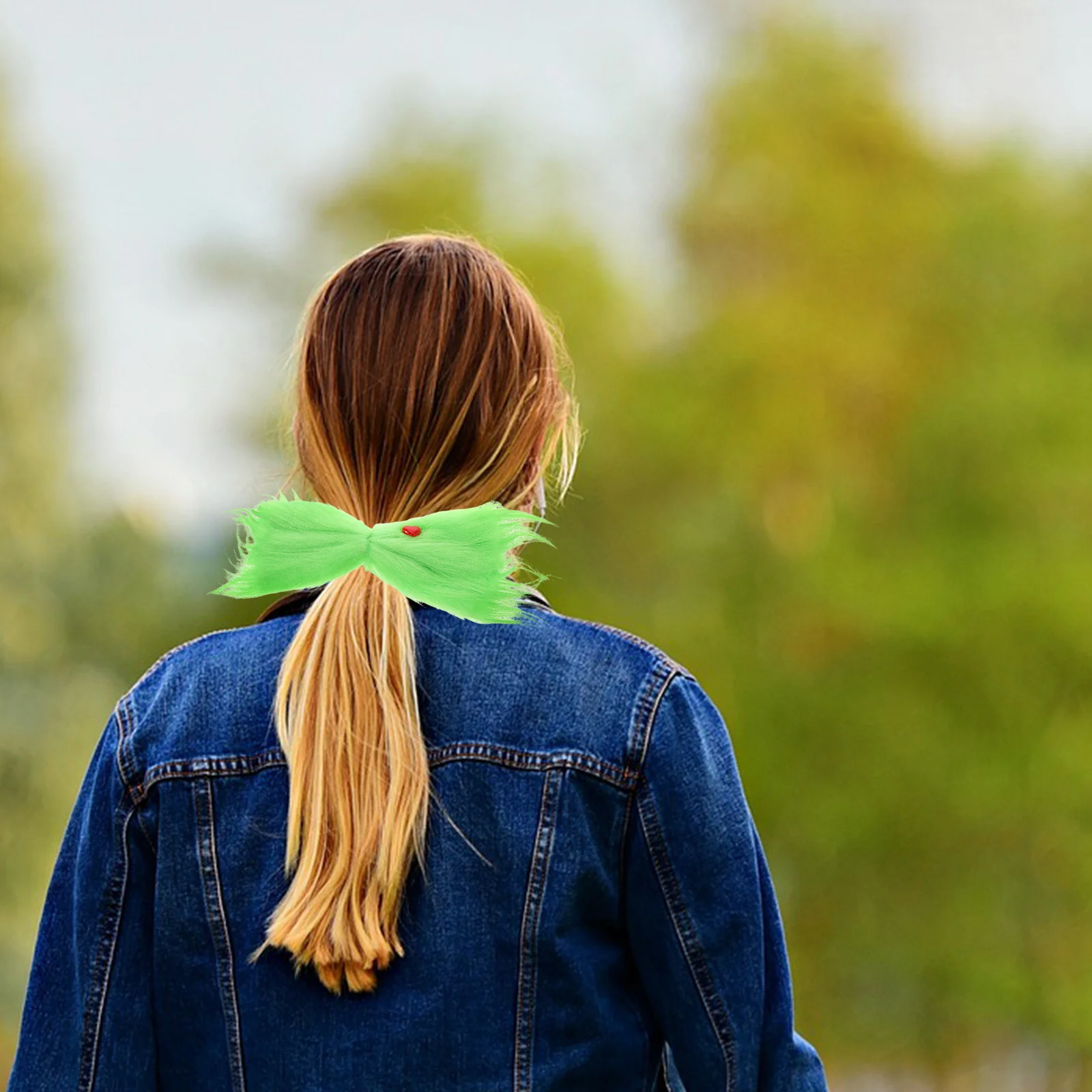 

Green Furry Hair Bow Clip Holiday Festive Hair Accessory Christmas Tree Ornament Party Costume Decoration Christmas