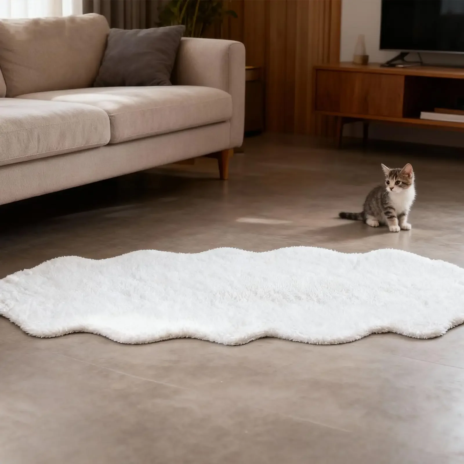 Faux Rabbit Fur Rug For Living Room Bedroom Decorative Fluffy Soft Area Rugs Home Carpet Kids Bedside Non Slip Floor Mat Decor