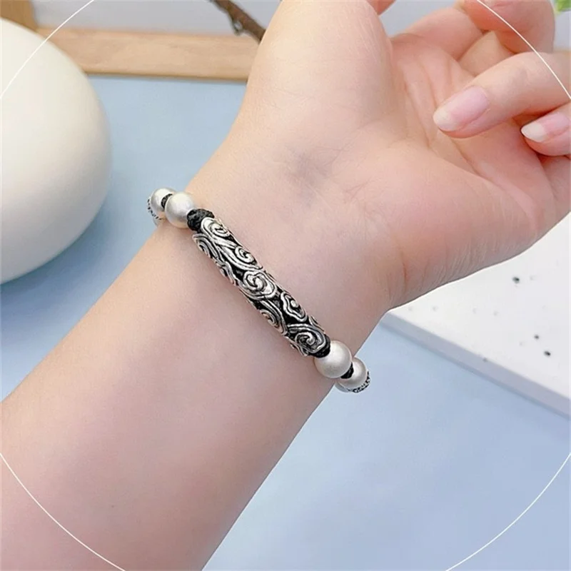 

Sterling Silver Bracelet S925 Gift For Men and Women Tiger's-eye DIY Lovers Originality Boy Charm Festival Retro Fashion Jewelry