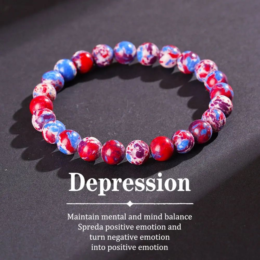 1pc Natural blue and red emperor stone bracelet, helpful for psychological and spiritual balance, unisex wrist jewelry gift