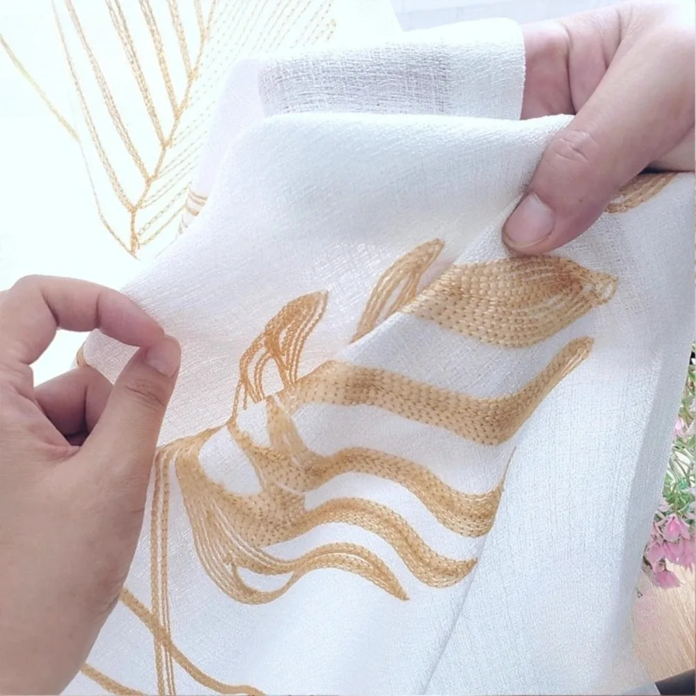 Thick Gauze Curtain for Living Room Light Transmitting Not Transparent Embroidery Sunshade Bedroom Windowsill Simple Hook Decor