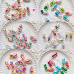 20pcs Mini Transparent Capsule Shell Plastic Pill Container Medince Pill Capsule Color Person Splitters Figurines DIY Dolls Toys