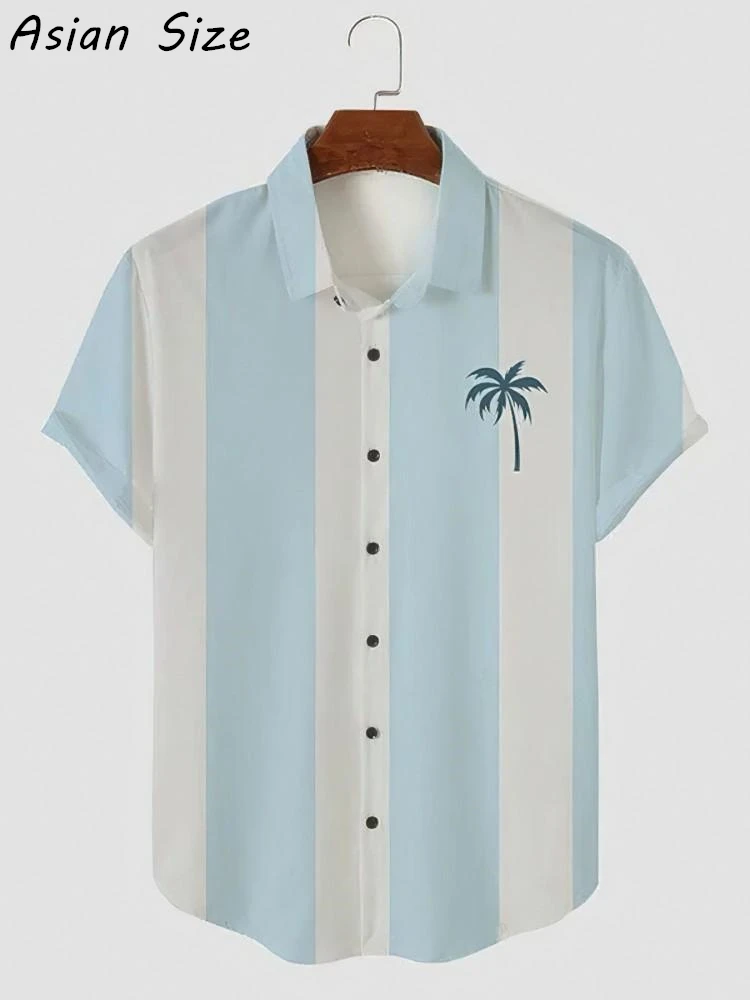 

2026 Tropical Beach Hawaii Shirt 3D Printed Simple Coconut Tree Aloha Shirts Summer Short Sleeve Beach Lapel Blouses Unisex Tops