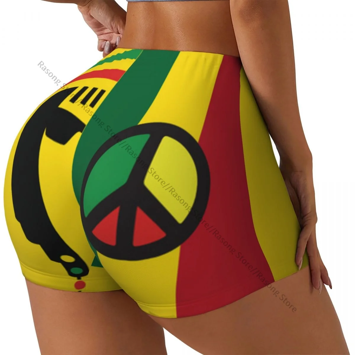 

Женские шорты для йоги, культовая штанга в стиле регги, ямайские шорты для тренировок, быстросохнущие женские шорты для йоги, тренажерного зала, бега, спортивная одежда