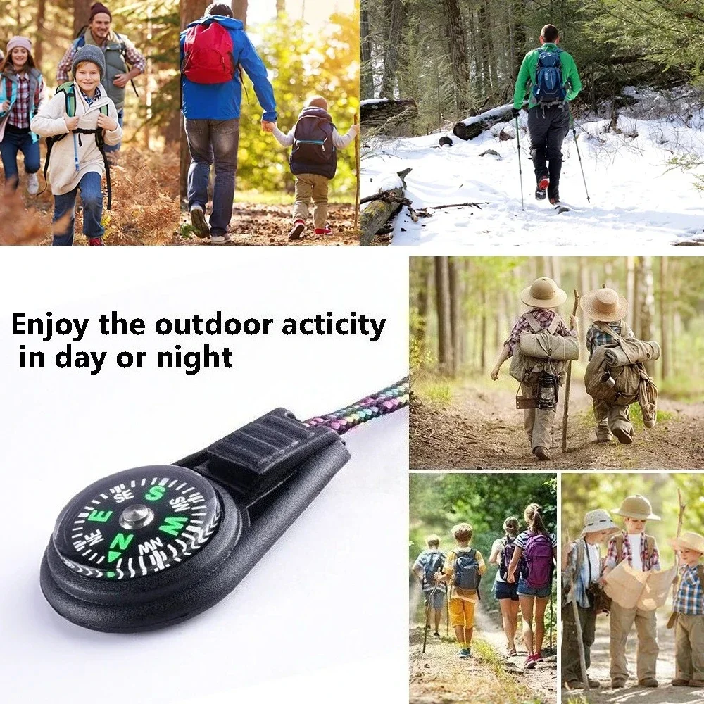 10 Stück Bunte Überlebens-Schlüsselanhänger mit Reißverschluss-Zipper und Mini-Kompass für Outdoor-Rucksack, Camping, Wandern, Taschen-Navigator, Abenteuer-Werkzeug – Detail 4