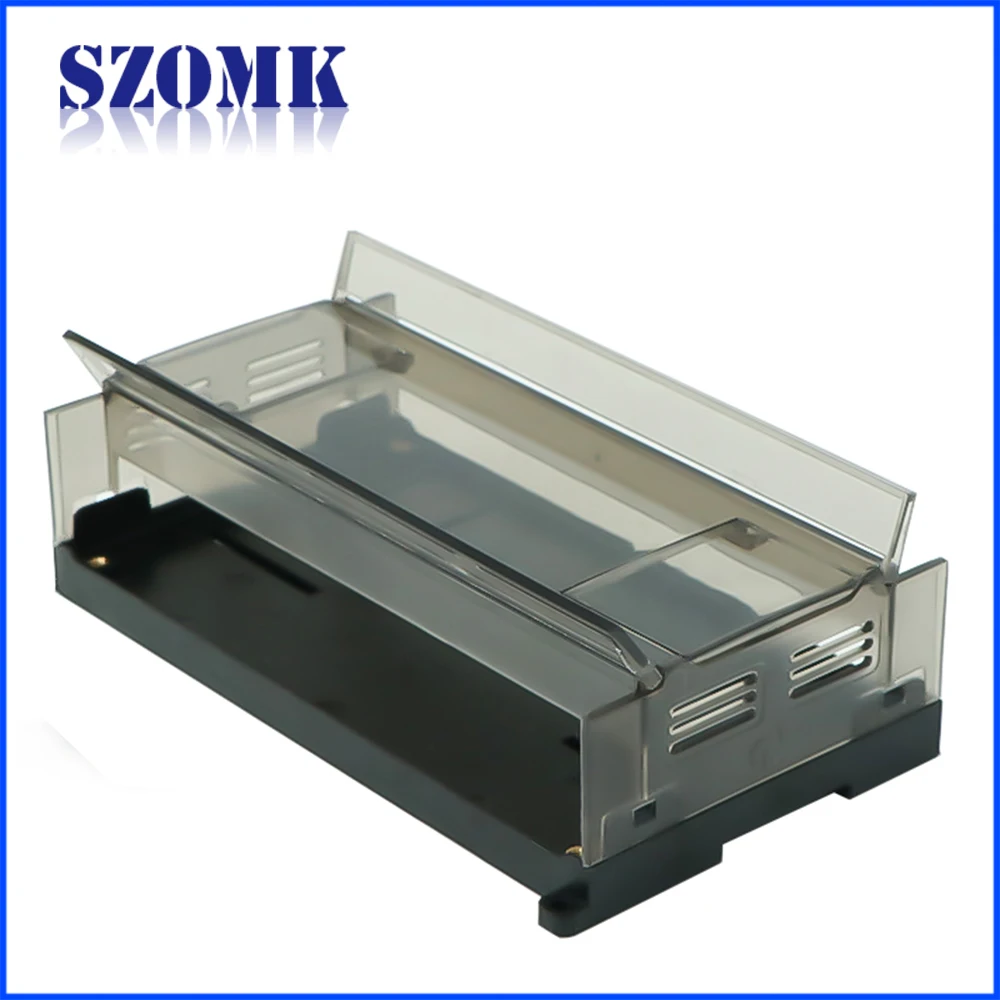 SZOMK Transparent Cover Mount PLC Din Rail Enclosure Plastic Industrial Electrical Din Rail Enclosure 182X112X50MM