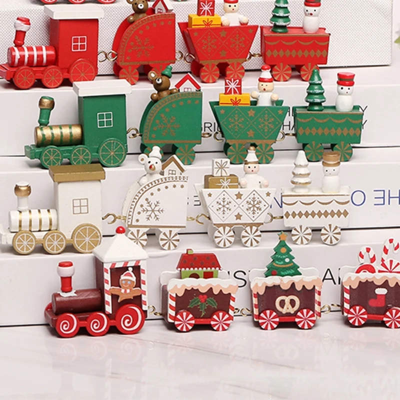 

Wooden Four-section Train Wooden Painted Snowman Xmas Tree Hanging Pendant