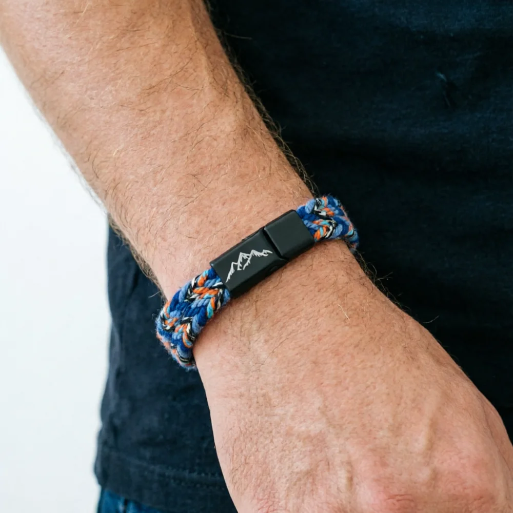 New Men Mountain Pattern Braided Rope Bracelet Premium Selected Cord Outdoor Adventure Casual Versatile Stackable Male Jewelry