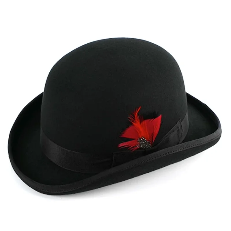 Black Bowler Hat Billycock Bob Hat Bombín Hard Felt Rounded Crown Wool Fedora Charlie Chaplin Laurel Hardy John Steed Derby