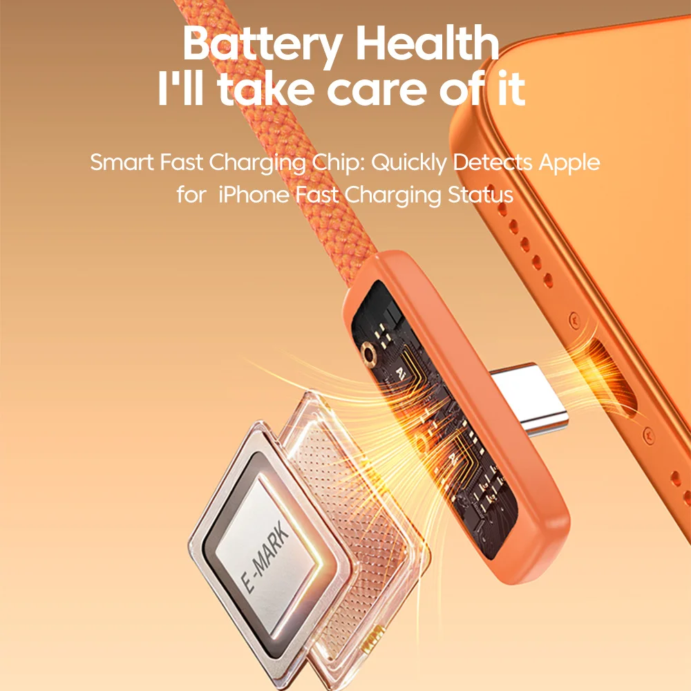 60W USB C to Type C Fast Charging 90° Elbow Data Cable PD USB C Super Charging Game Cable for Samsung S23 S22 Huawei POCO Realme