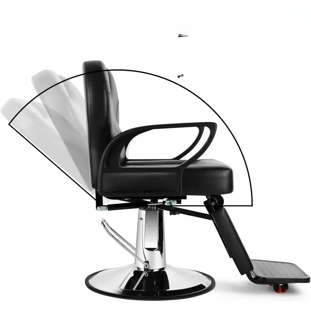 

#For Chaise de barbier à la main d'artiste pour salon, siège en cuir Élen PVC, base en métal, réglable, recommandé et inclinable