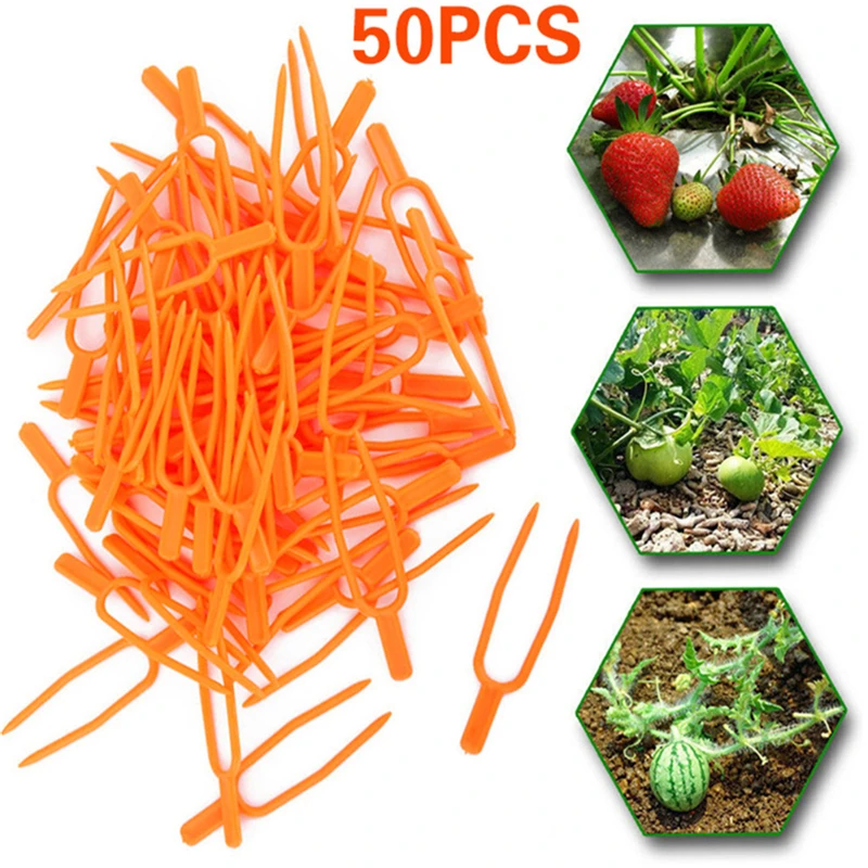 50pcs Plastic Vine Presses Strawberry Planting Fork Watermelon Vine Fastening Fixture Plant Shape Support Gardening Accessories