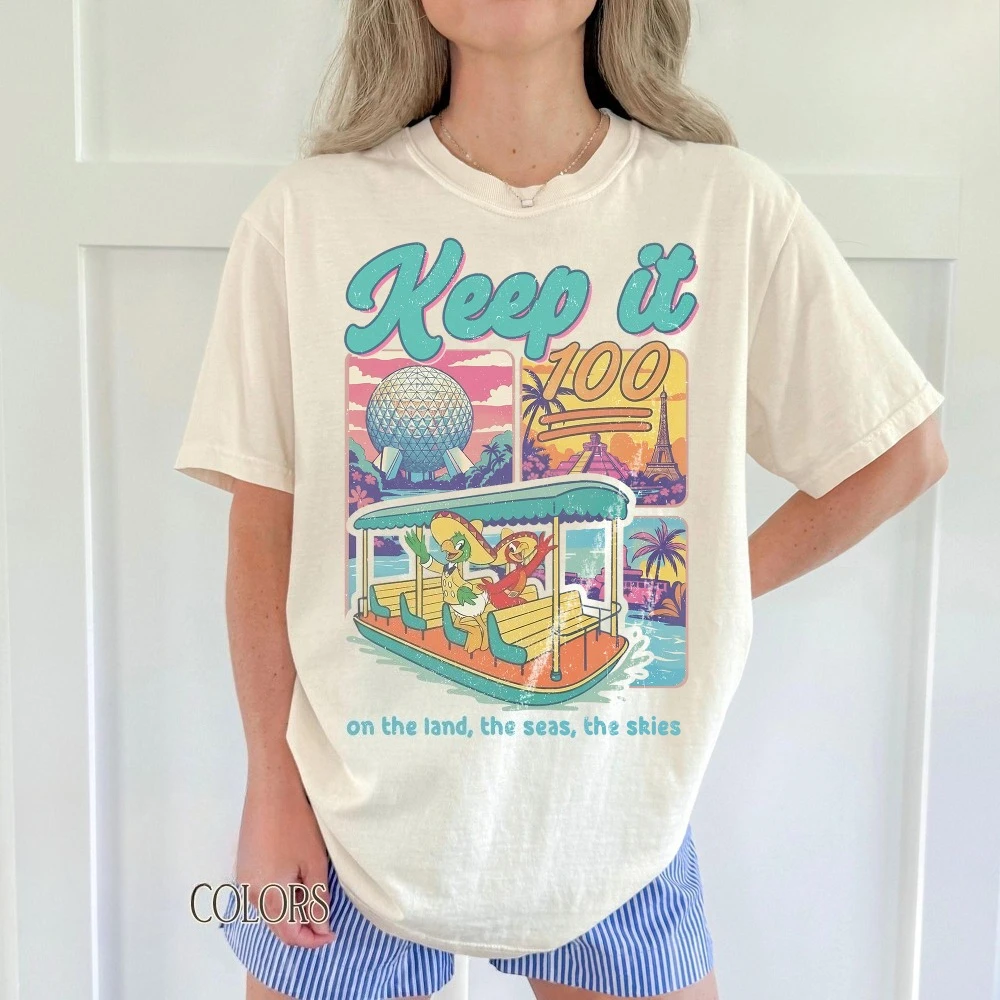 Camiseta inspirada en Epcot Keep It 100, camiseta con temática de parque de atracciones, camisetas a juego para vacaciones en familia, camiseta para viaje a Disney, regalo para viaje familiar a WDW