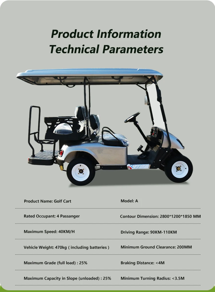 lsv Electric 4 Seat Mini Max 300 Cute Golf Cart Lead Acid Battery 5KW AC Motor Curtis Controller 50-70km/h Speed 90km