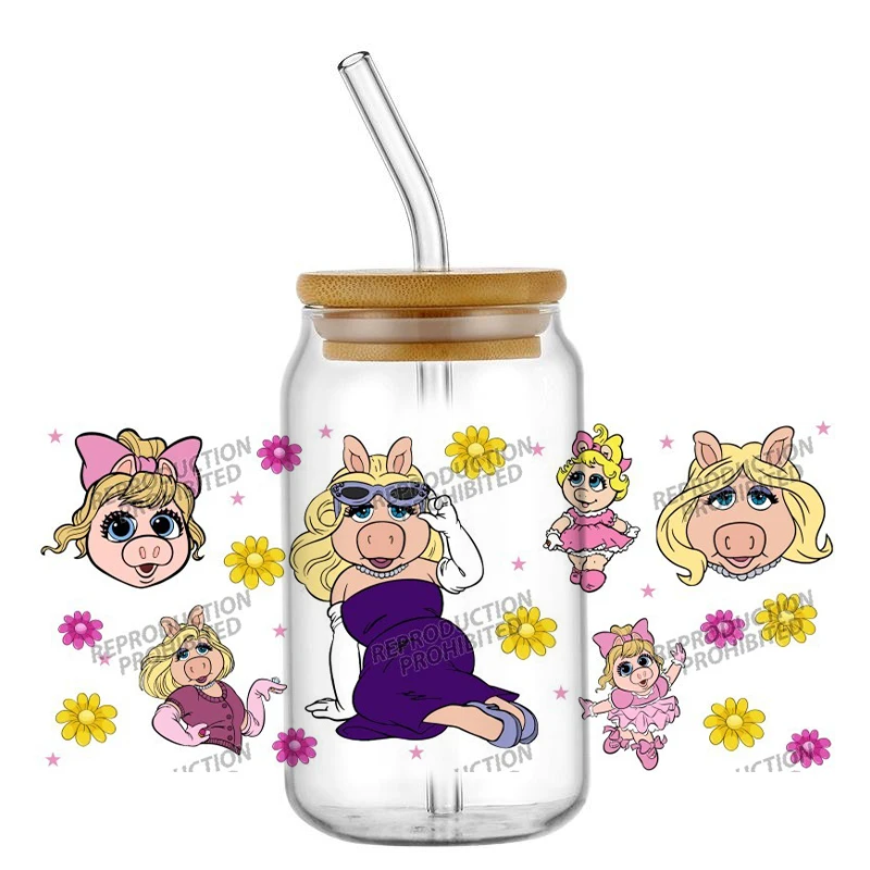 popular puppet show 16oz UV DTF Sticker For 16oz Glass Cups Wrap Transfer Sticker Custom Labels DIY Logo Waterproof home decor