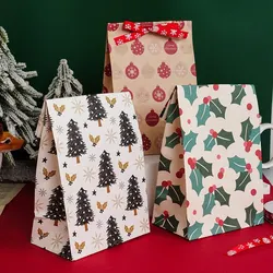 8pcs/12pcs Christmas Candy Gift Box with Tag Kraft Paper Cookie Snack Gift Packing Bags Xmas Party Home Decoration New Year 2025
