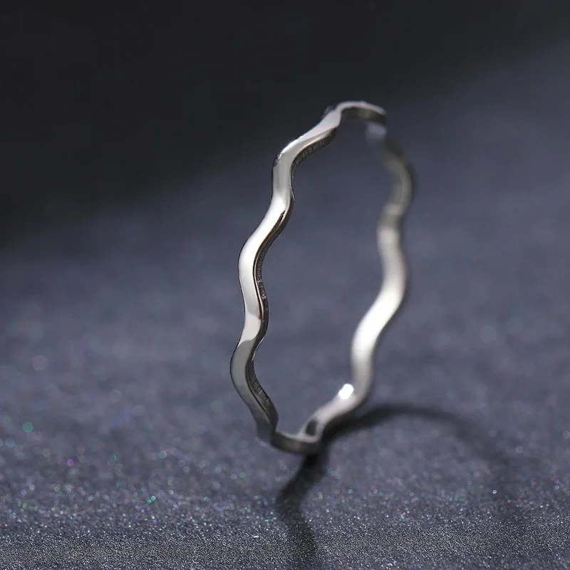 Minimalist Sea Wave Rings Light Luxury Elegant Fashion Couple Rings For Women Jewelry Wedding Trendy Gifts image 5