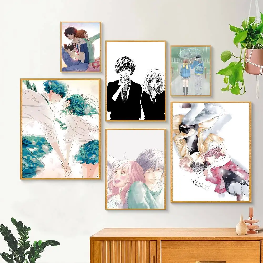 Anime A-Ao Haru Ride Manga posters Self-adhesive Paper Print Home Living Room Bedroom Entrance Bar Cafe Art