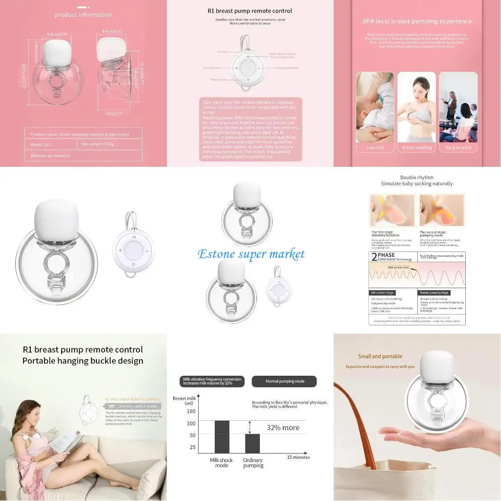

090B Portable Quiet Hands Electric Breast Wearable Breast Breastfeeding Milk Collector Automatic Milker Extractor