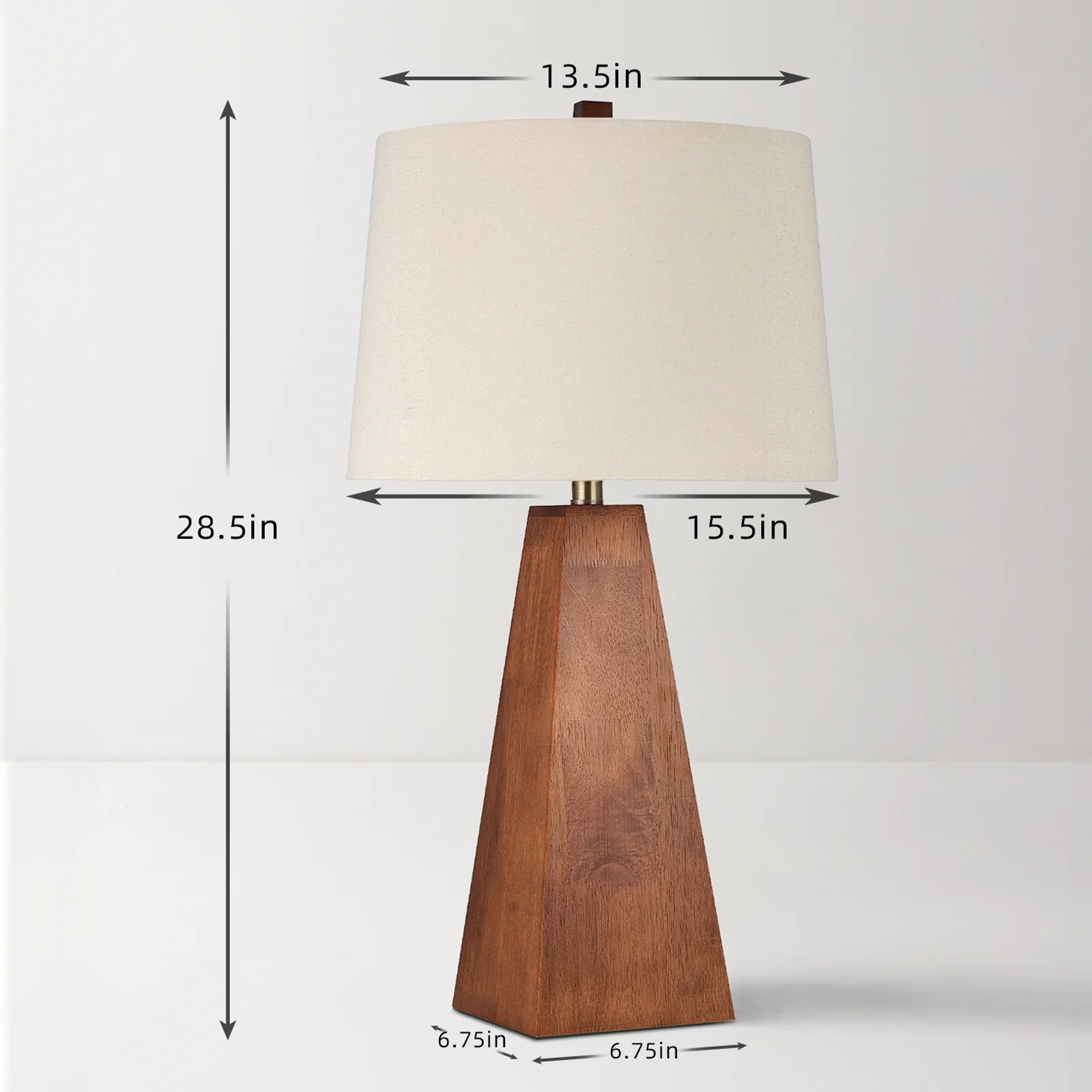 Candeeiro de mesa grande de madeira de 29 '' com abajur de linho bege, candeeiro de mesa moderno de nogueira de meados do século, para sala de estar, quarto, escritório doméstico