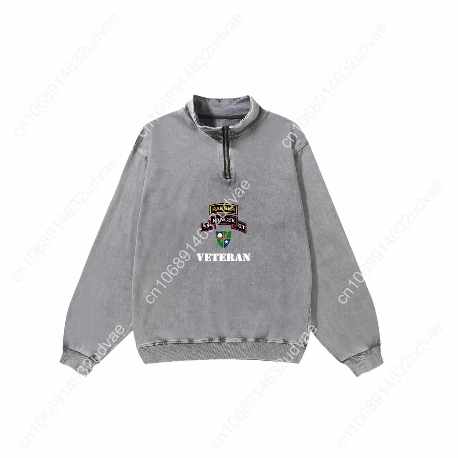 Felpa retrò veterano dell'esercito 75th Ranger Uomo Donna Adolescente Pullover vintage Mezza cerniera Sudore Top su misura Maglietta a maniche