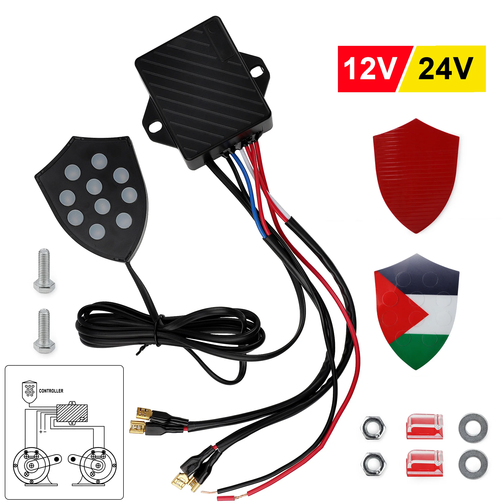 Puri tones Universal Electronic Horn 10 Sound klaxon Musical 12V-24V Controller Regulator Monitor modification accessories
