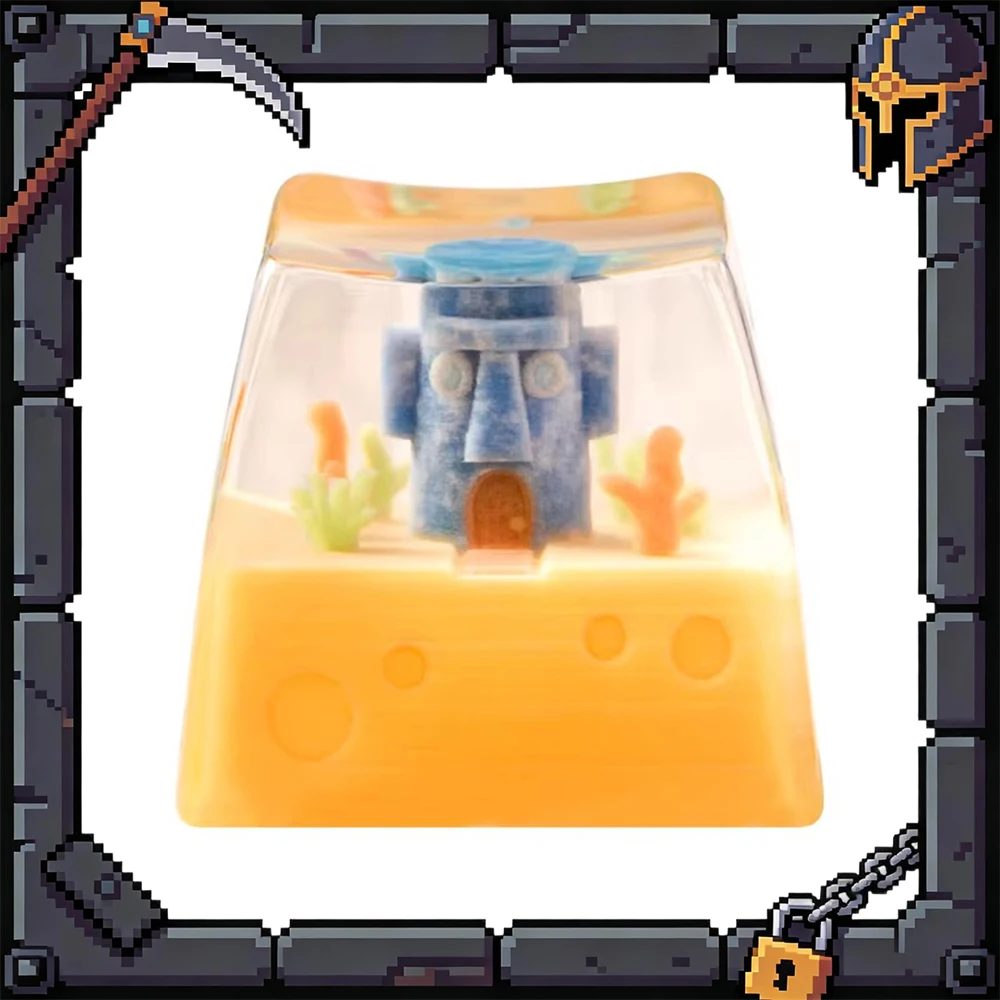 KEYMOJI Pineapple House Fort Beach Theme PC Resin Keycaps Transparent Personality Keyboard Keycaps For PC Accessories Gifts