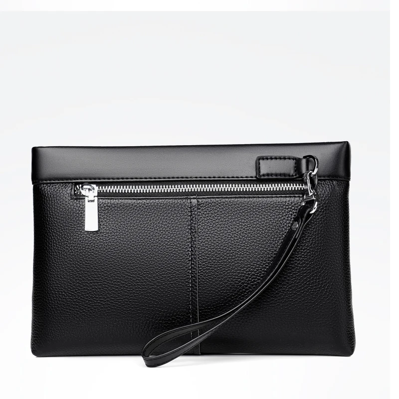 

Cowhide Men's Clutch Bags Genuine Leather Men Business Travel Handbags Large Capacity Cable Organizer Clutch Purse Vintage Style