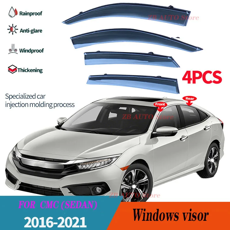 

For NISSAN CIVIC 4D 2016-2020 Window visors Rain water prevention; Covering the sunlight; Anti fog; Snow prevention