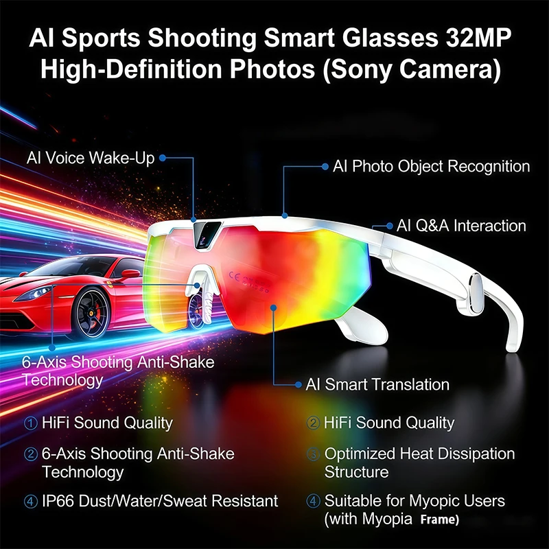 

Смарт-очки для спорта 2026: велосипедные, для вождения, для активного отдыха, водонепроницаемые, с поляризационными линзами