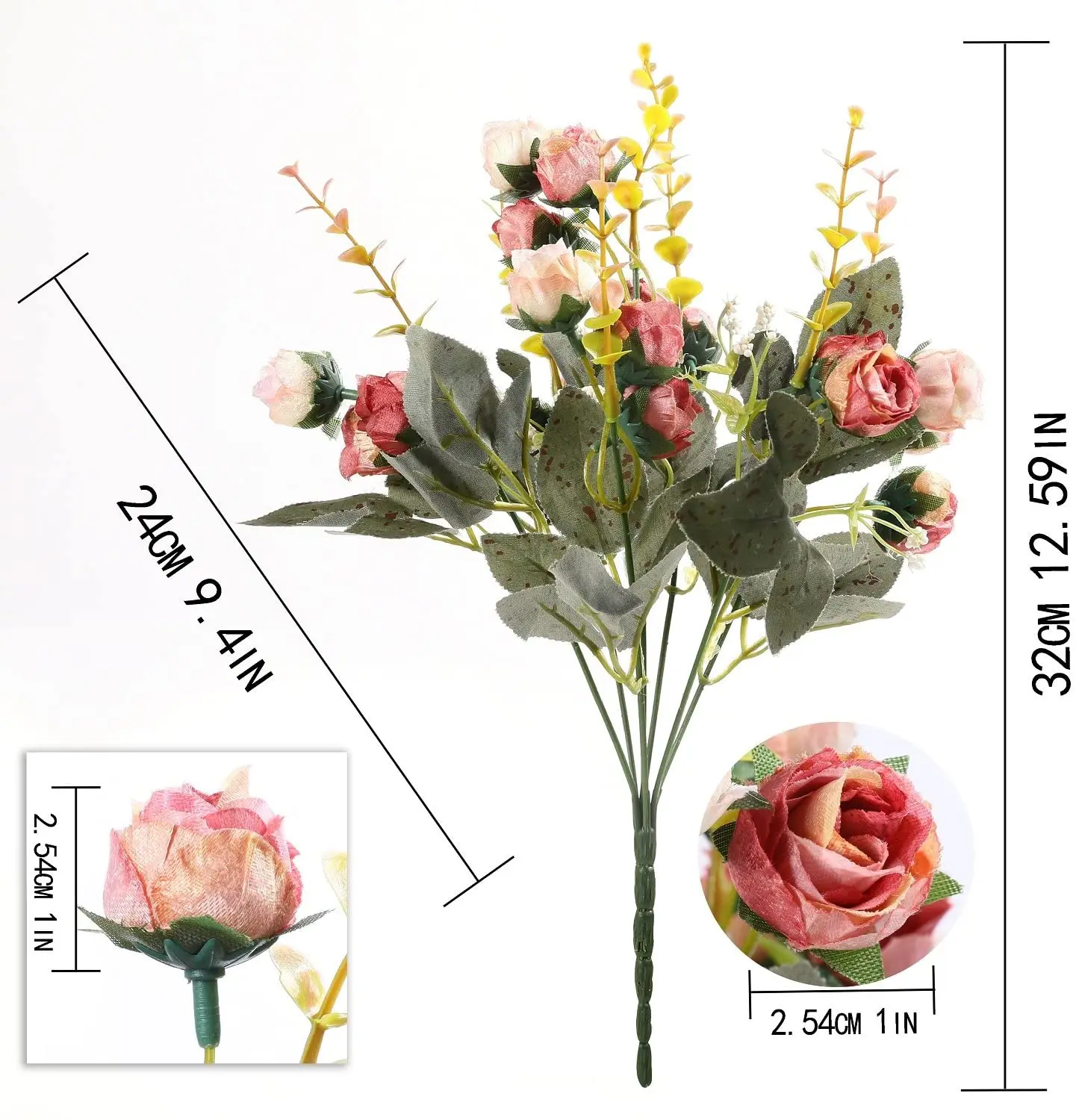 7 zweig 21 Köpfe Künstliche Blumen Bouquet Mini Rose für Braut Dusche Hochzeit Floral Geburtstag Party Home Büro Dekoration – Detail 1
