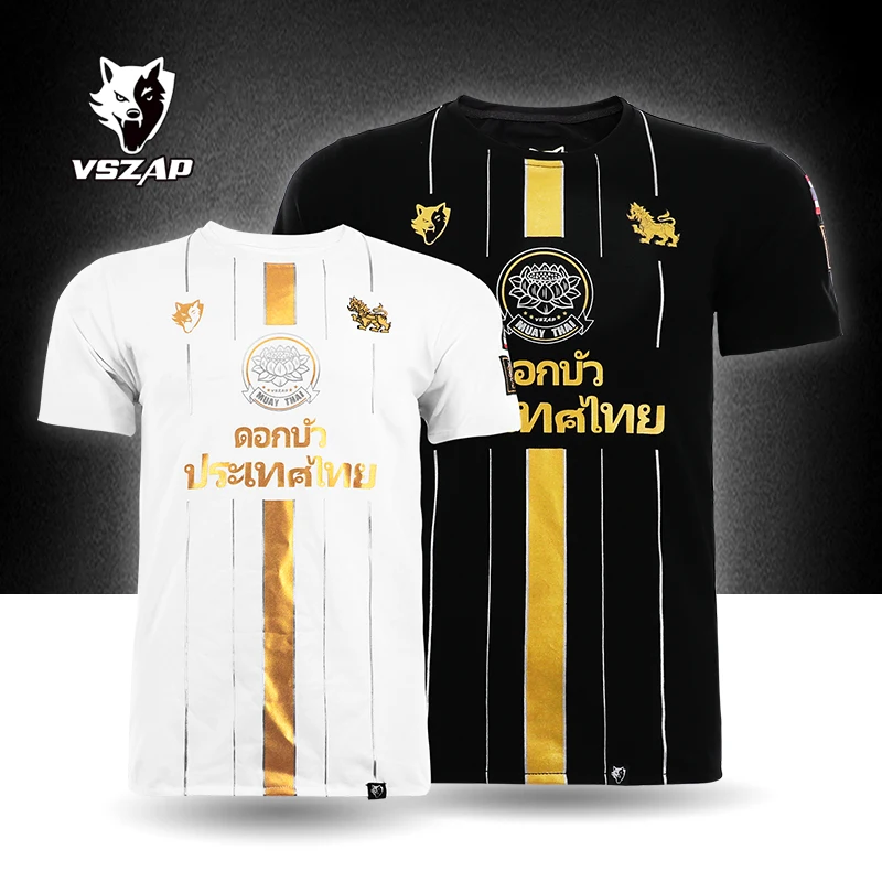 

VSZAP Lotus Muay Thai Fighting MMA Casual Fitness T-Shirt Short Sleeve Sports Boxing Shirt
