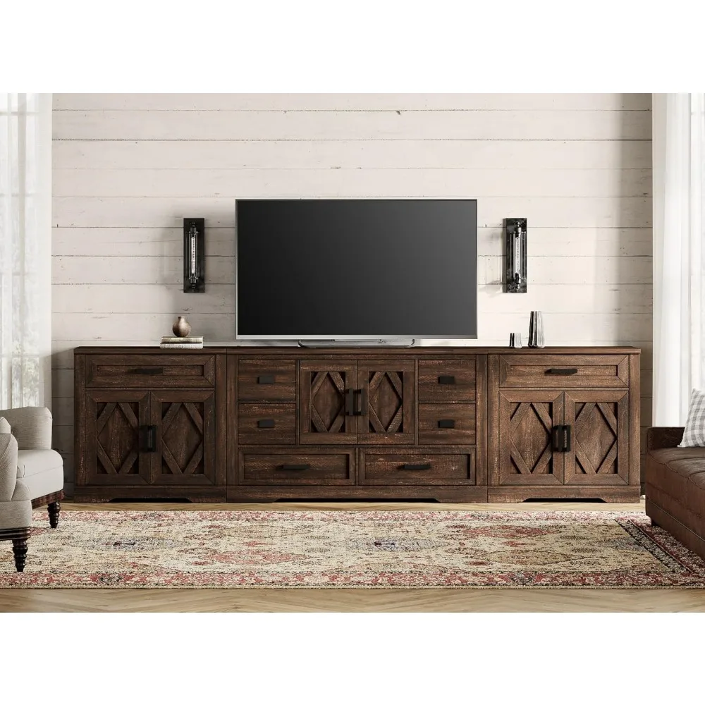 

117" W Large TV Stand,3-in-1 Farmhouse Entertainment Center with Storage Barn Door Cabinet,TV Console Table with Media Cabinet