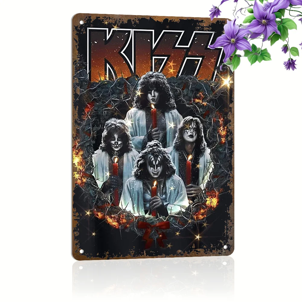 Vintage KISS Band Metal Sign Decorative Plaque | Iron Craft Wall Hanging for Home, Bar, Cafe, Restaurant | Multipurpose Retro Ar