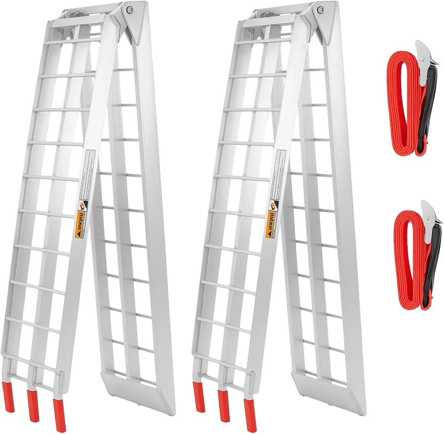 ATV Ramps for Pickup Trucks, 7.5 ft Folding Aluminum Truck Ramps 2 Pack, Crossbar Rungs Traction, Rubber-Tipped Fingers, Load