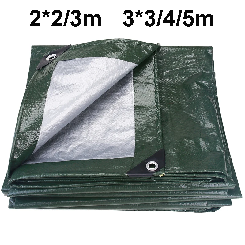 

Green Silver Waterproof Tarp Heavy-Duty Tarpaulin Anti-Uv Multipurpose Outdoor Protection Cover Camping Farming Patio Garden