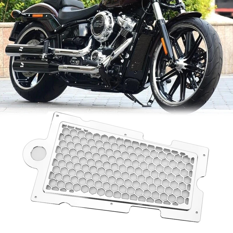 

Motorcycle Chrome Oil Cooler ABS Radiator Honeycomb Grill Protector Cover For Harley Softail Fat Bob Fat Boy Deluxe Breakout