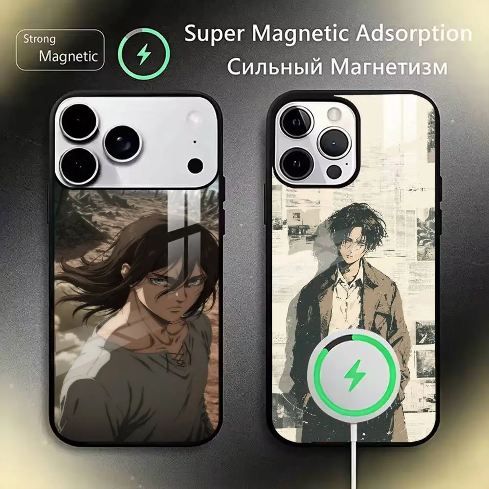 

Attack on Titan Eren Yeager Phone Case Magnetic with Magsafe Wireless Charging For iPhone17,16,15,14,13,12,11 Plus,Pro