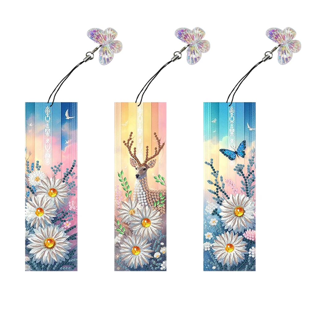 3Pcs Special Shape Animals Diamond Bookmark Art Projects 5D DIY Diamond Painting Bookmark DIY Bookmarks Diamond Painting Kits