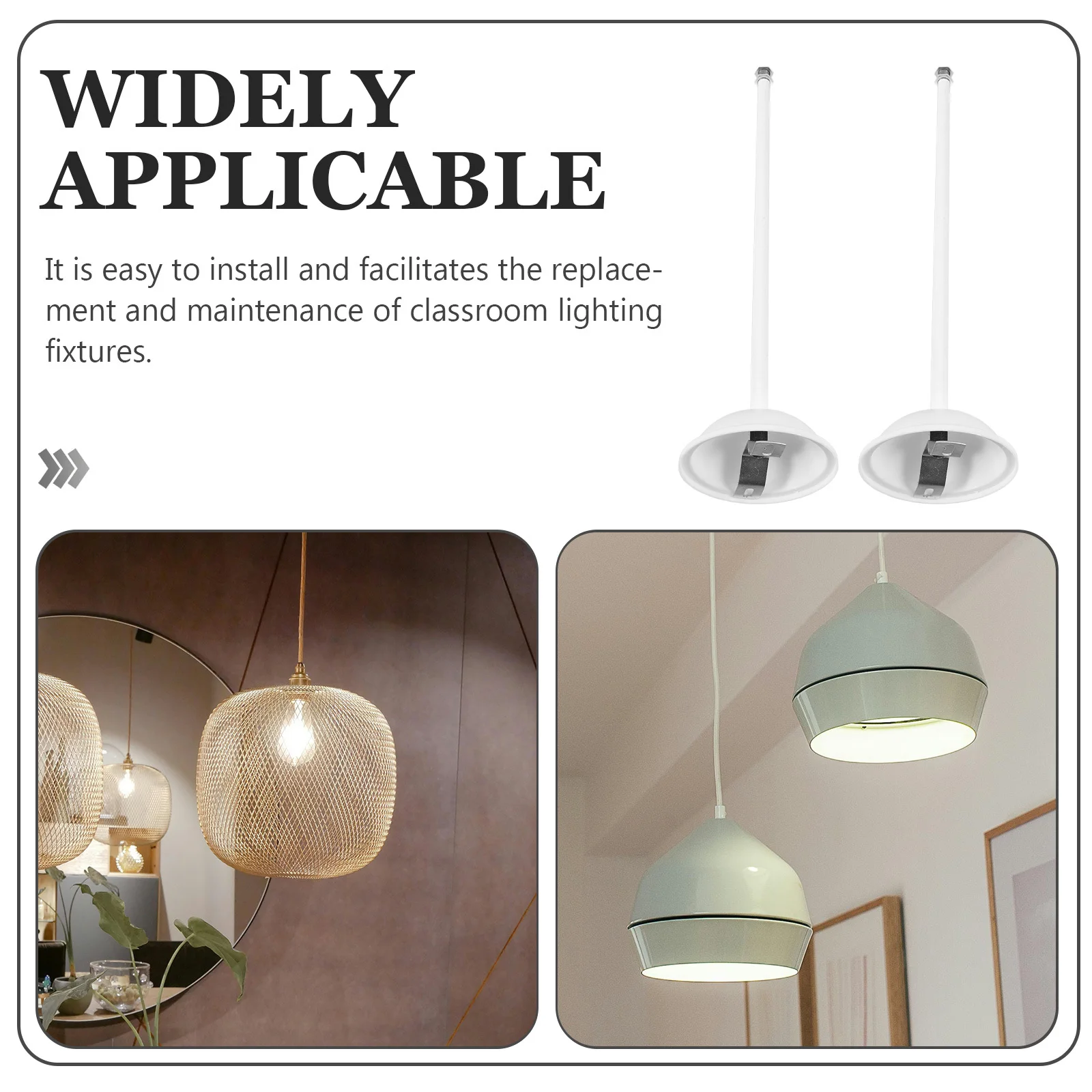 

2pcs Classroom Light Hanging Rod Adjustable Fluorescent Lamp Extension Stem Downrods For Pendant Light Fixtures White Iron